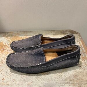 Robert Graham Soprano Paisley Gray Embossed Mens Size 9 Leather Slip On